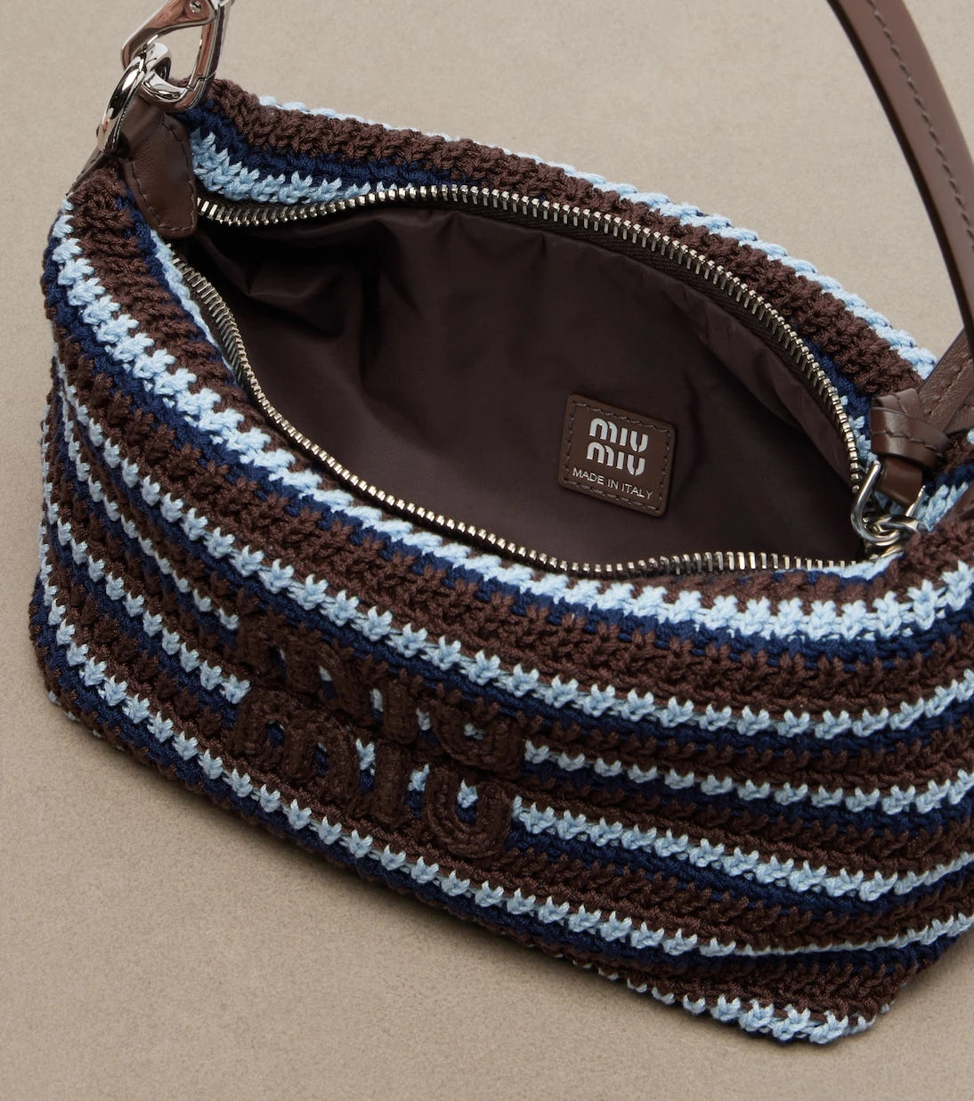 Miu Miu - Crochet striped shoulder bag