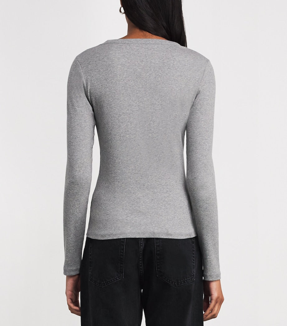 ME+EM Grey Stretch-Cotton Ribbed Ultimate T-Shirt