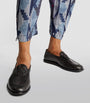 Giorgio Armani Leather Monogram-Embroidered Loafers