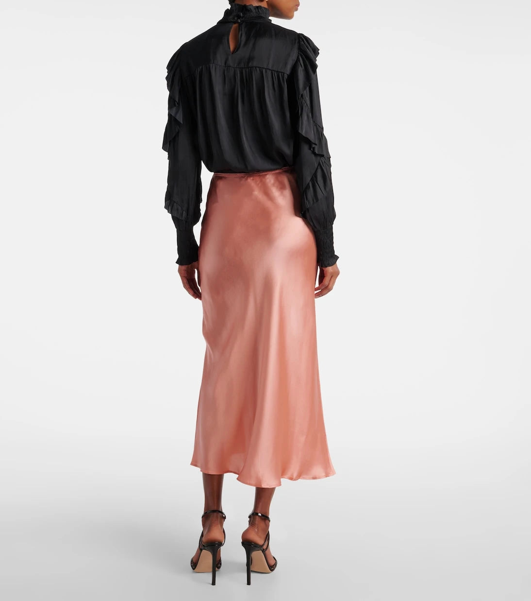 Rixo - Ardith silk satin midi skirt