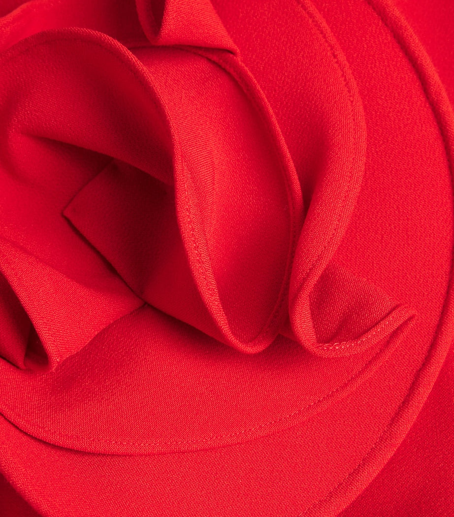 Roland Mouret Red Floral-Appliqué Midi Dress