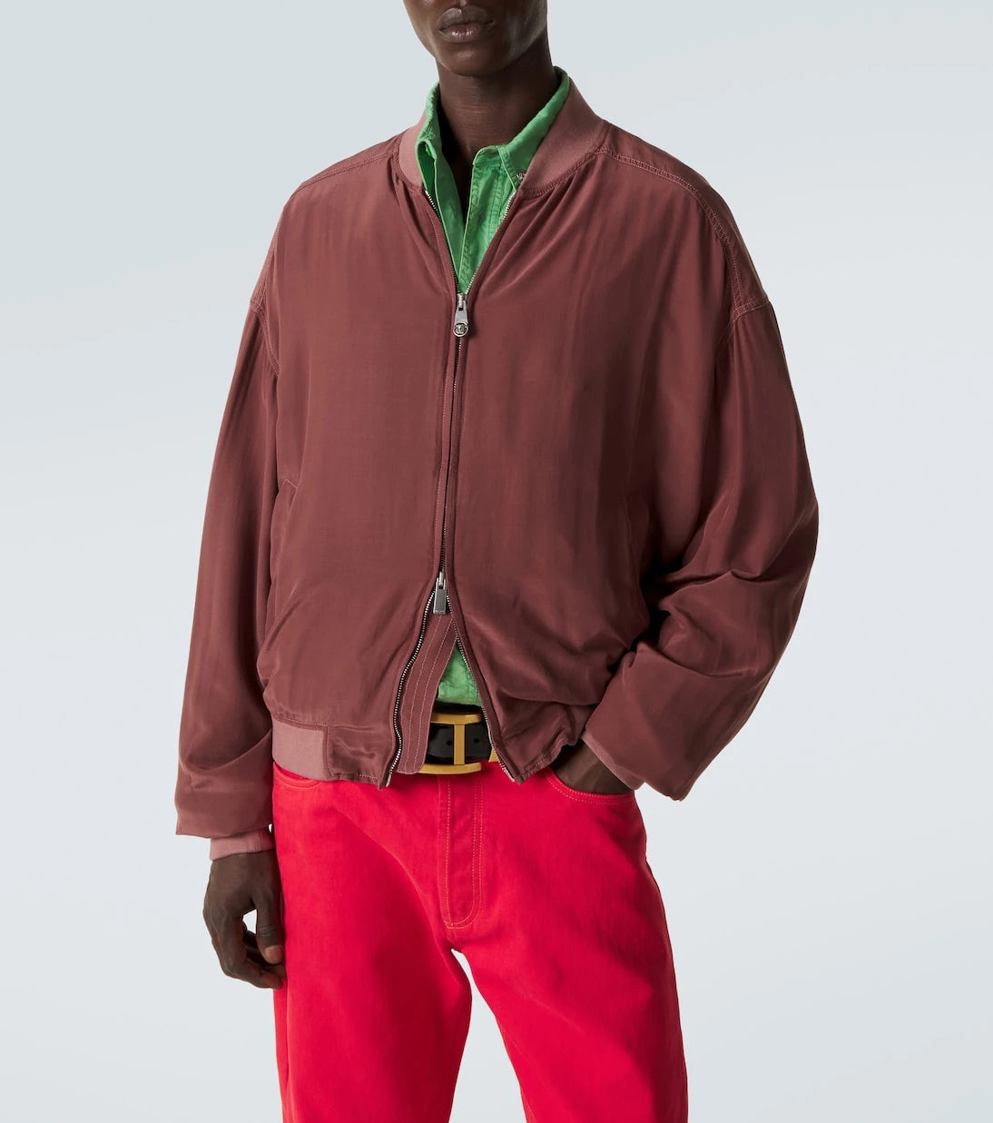 Versace - Oversized silk poplin blouson jacket
