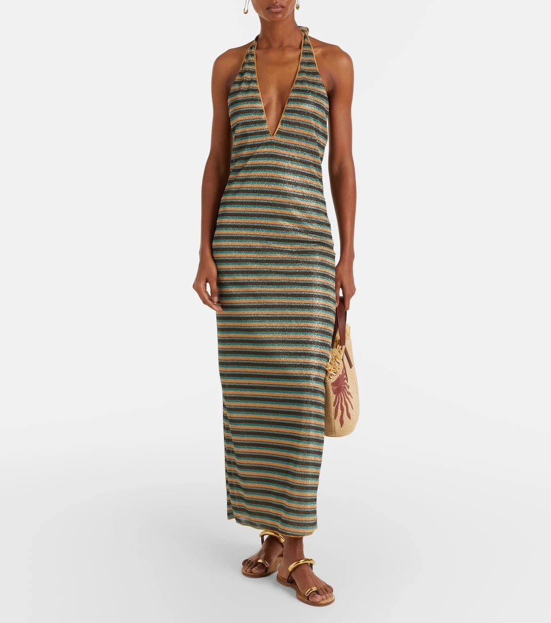 Oséree - Lumière striped halterneck maxi dress