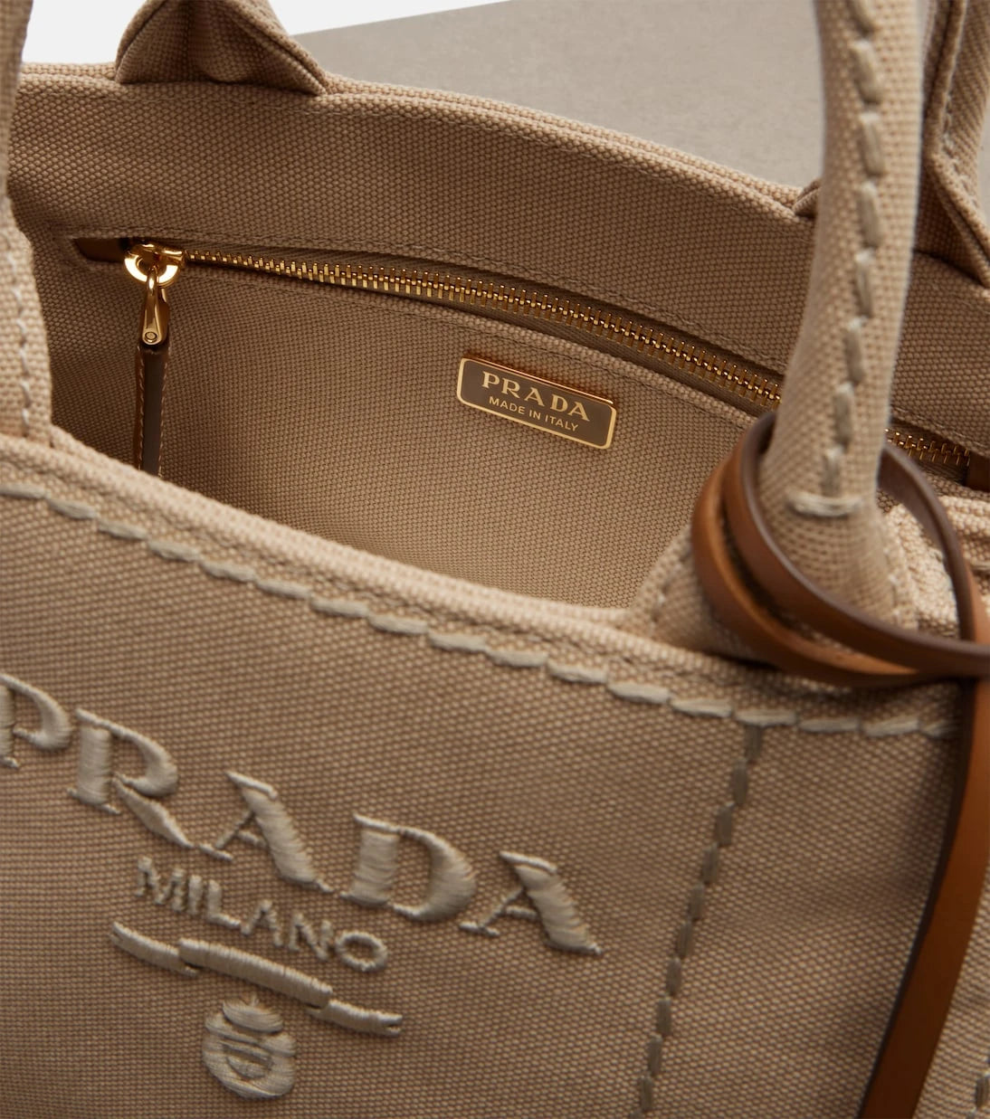 Prada - Prada Jardinière cotton canvas top-handle