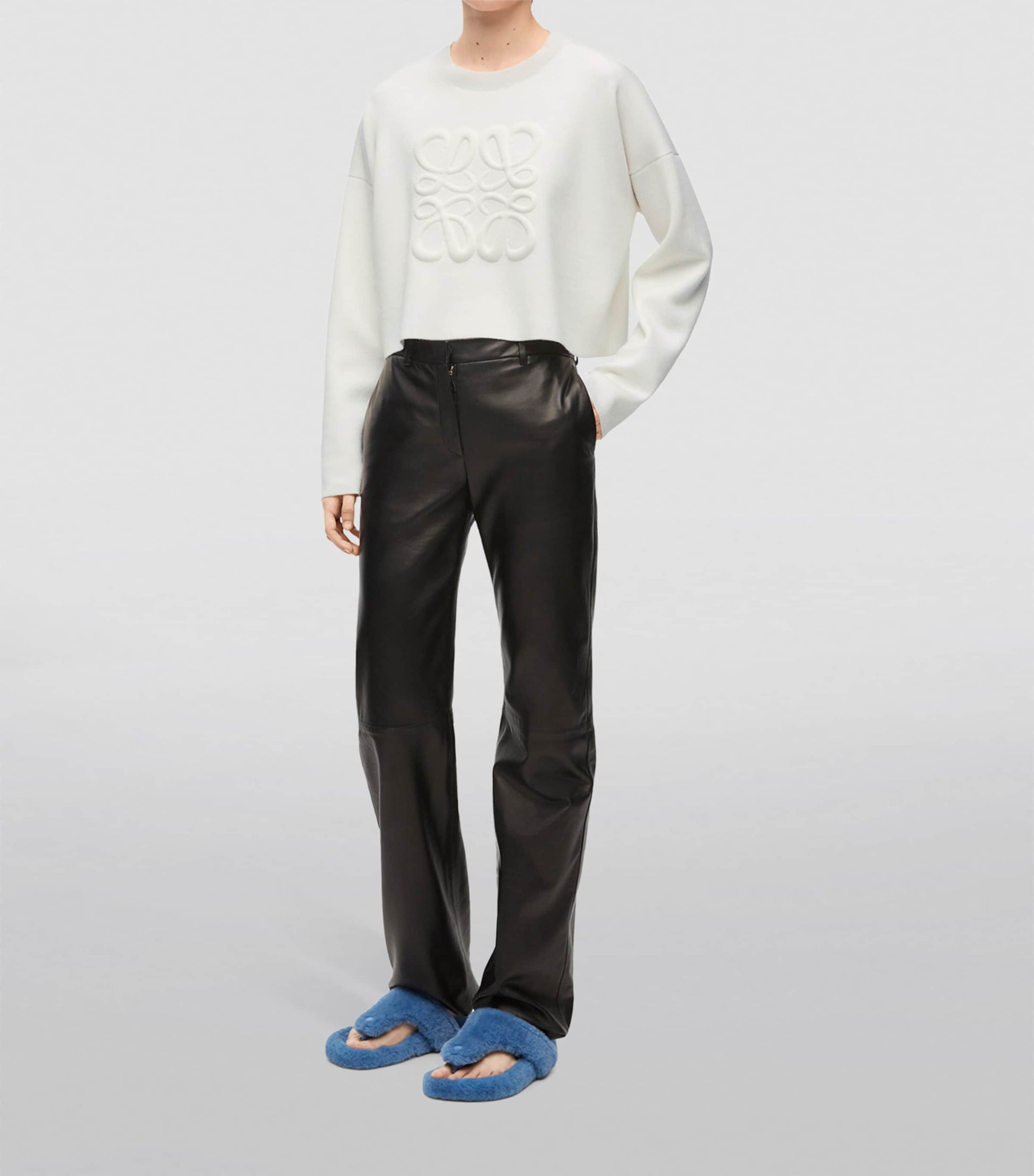 White Cropped Anagram Sweater