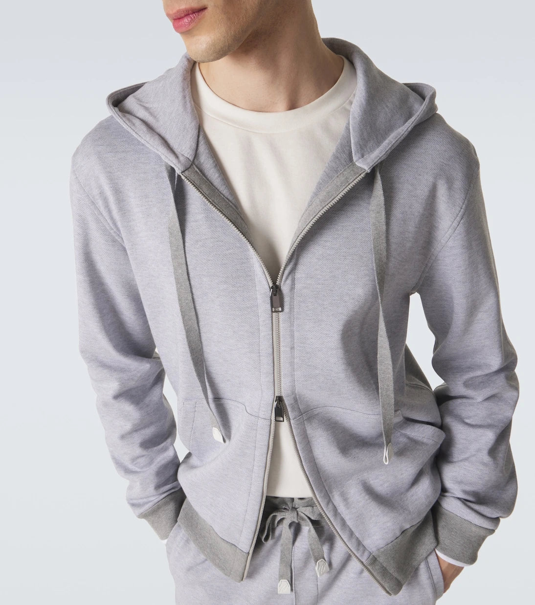Brioni - Cotton-blend zip-up hoodie