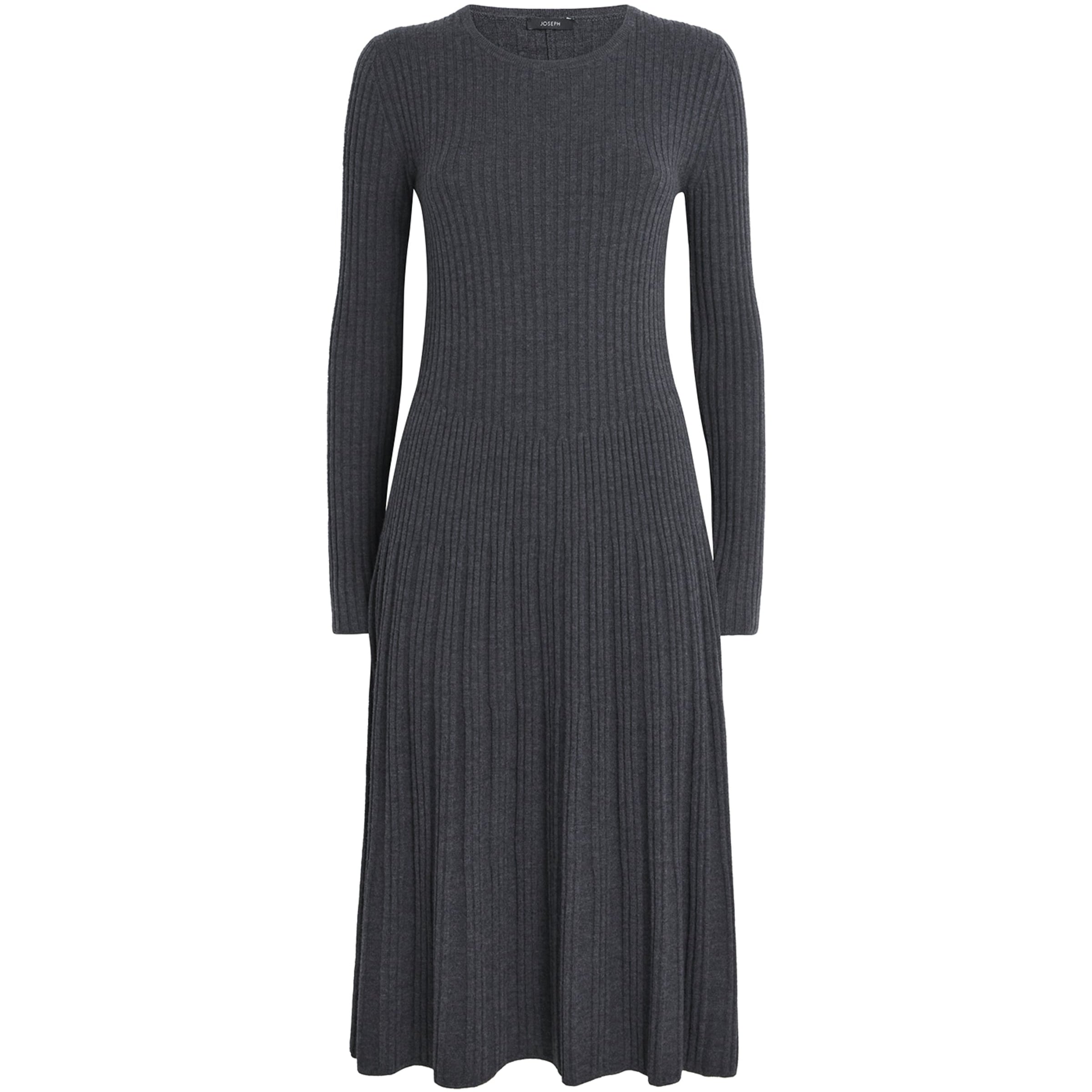 Joseph Merino Wool Ribbed Midi Dress - Smoke