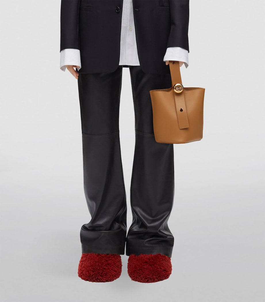 LOEWE Brown Mini Leather Pebble Bucket Bag