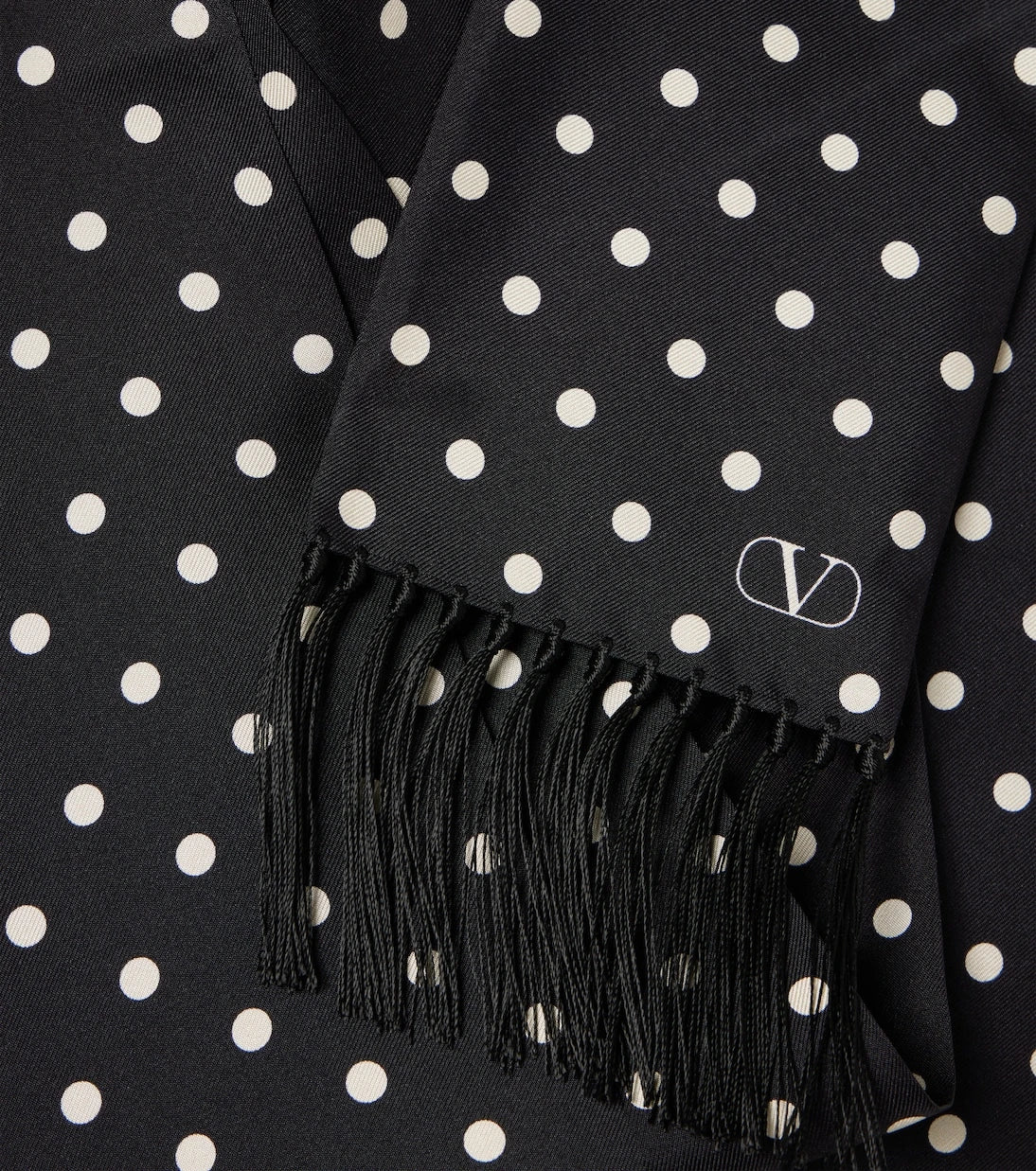 Valentino - Fringed polka-dot silk scarf