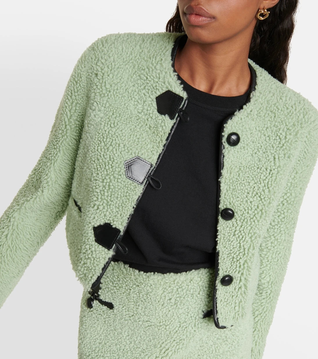 Blancha - Leather-trimmed shearling jacket