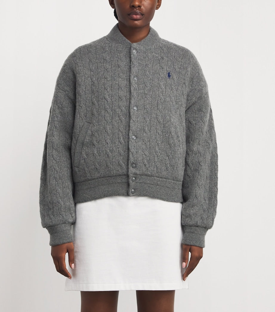 Polo Ralph Lauren Grey Wool-Cashmere Bomber Jacket