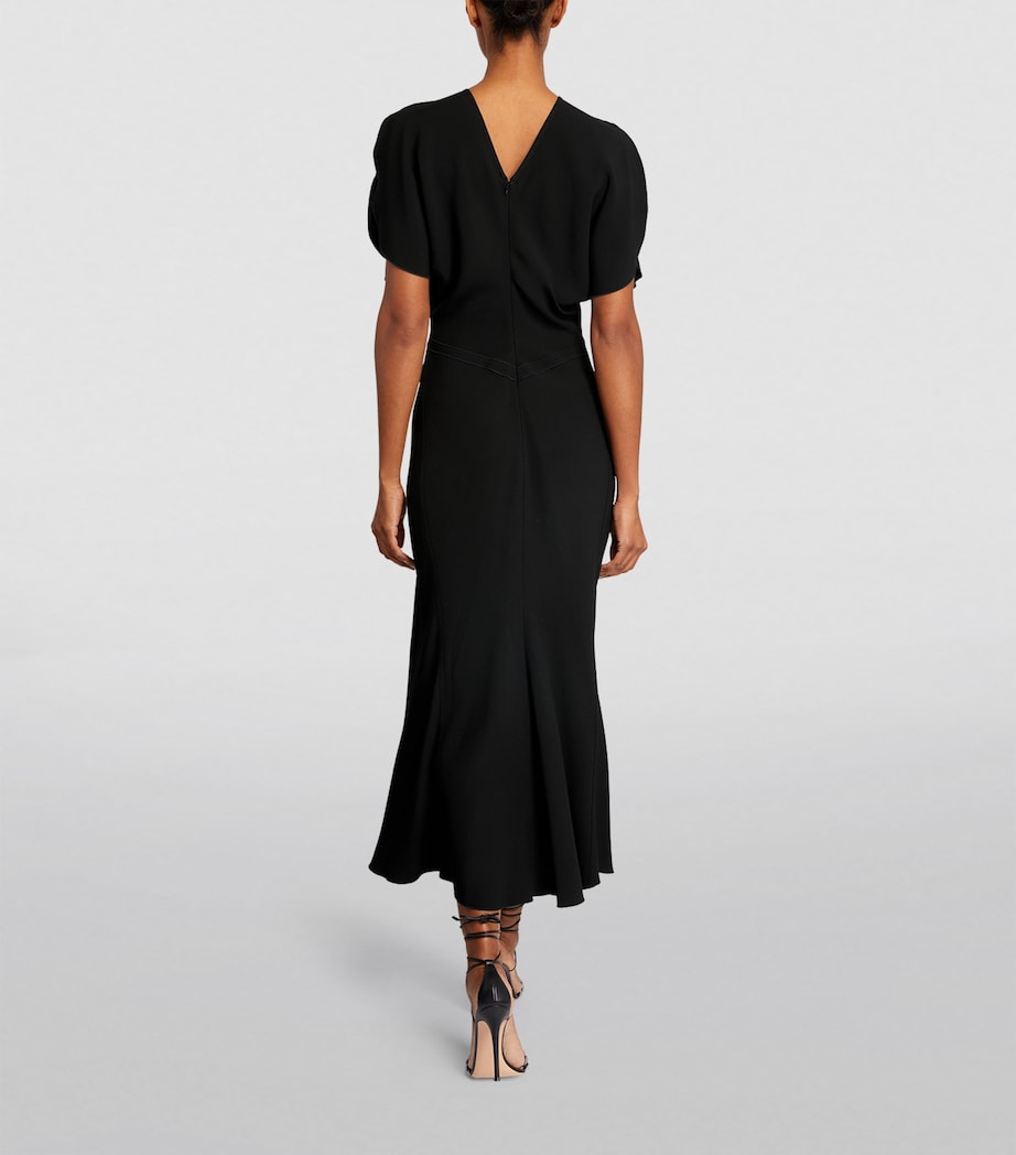 Victoria Beckham Black Gathered Midi Dress