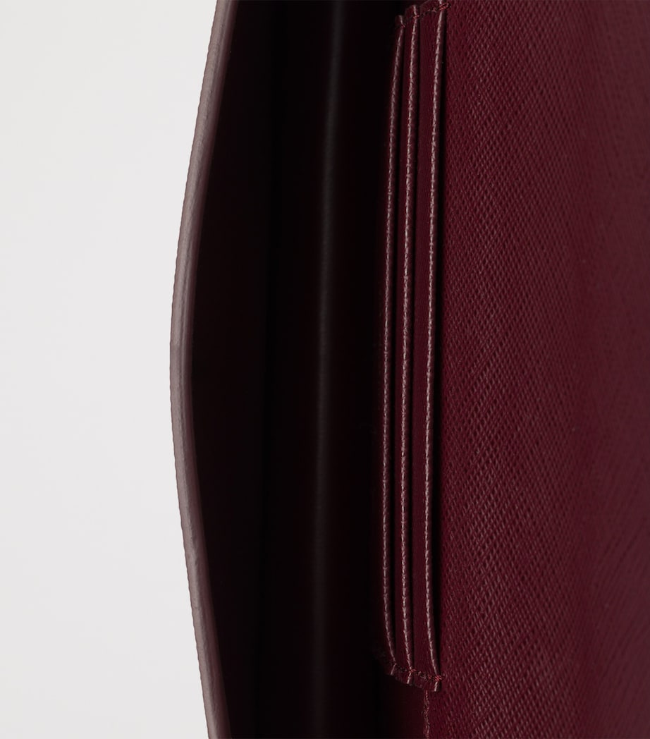 Prada Burgundy Mini Saffiano Leather Clutch Bag