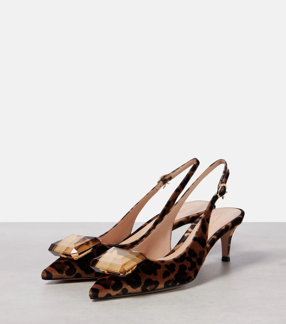 Gianvito Rossi - Jaipur 55 leopard-print velvet slingback pumps