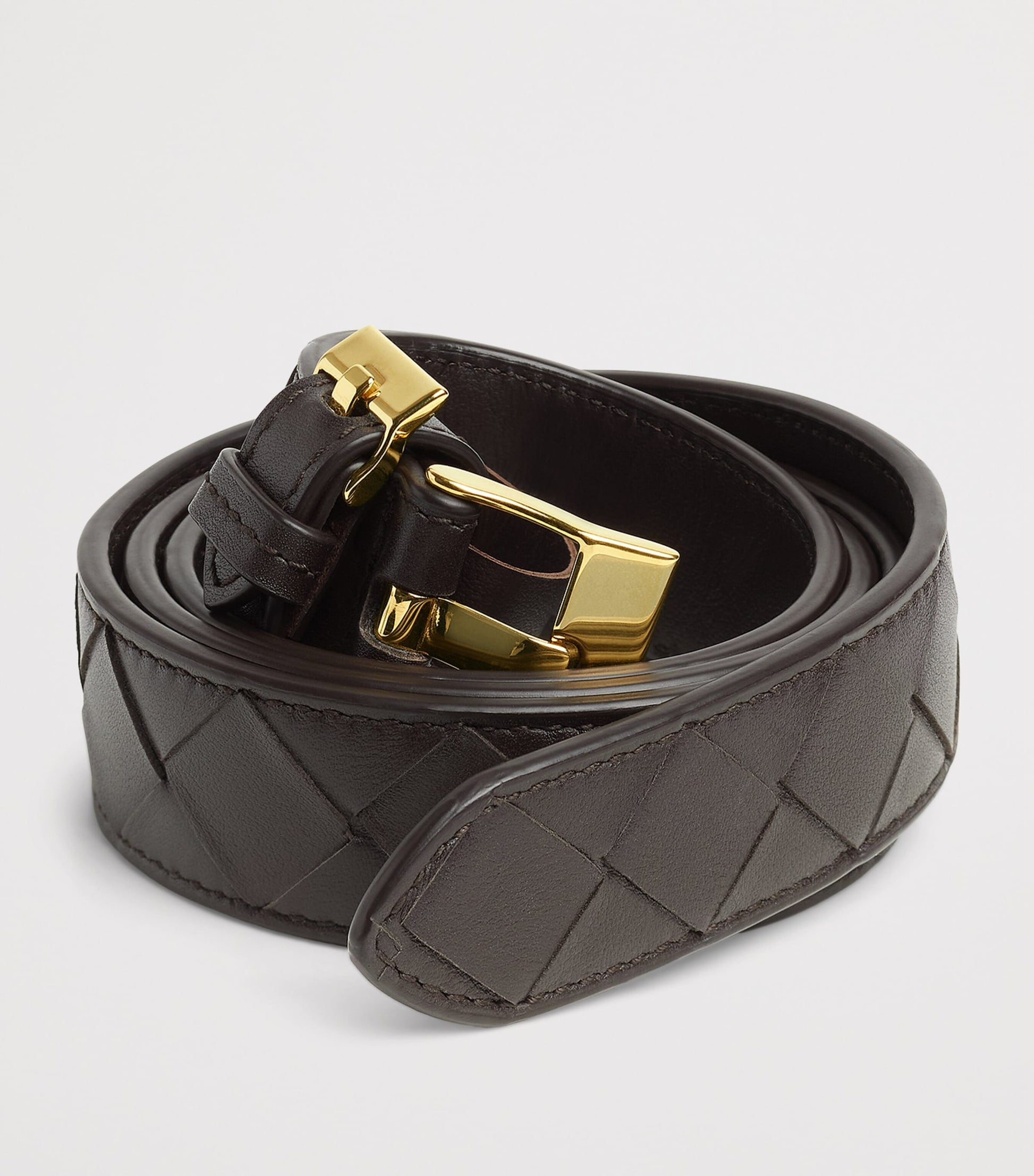 Bottega Veneta Brown Intrecciato Leather Watch Belt