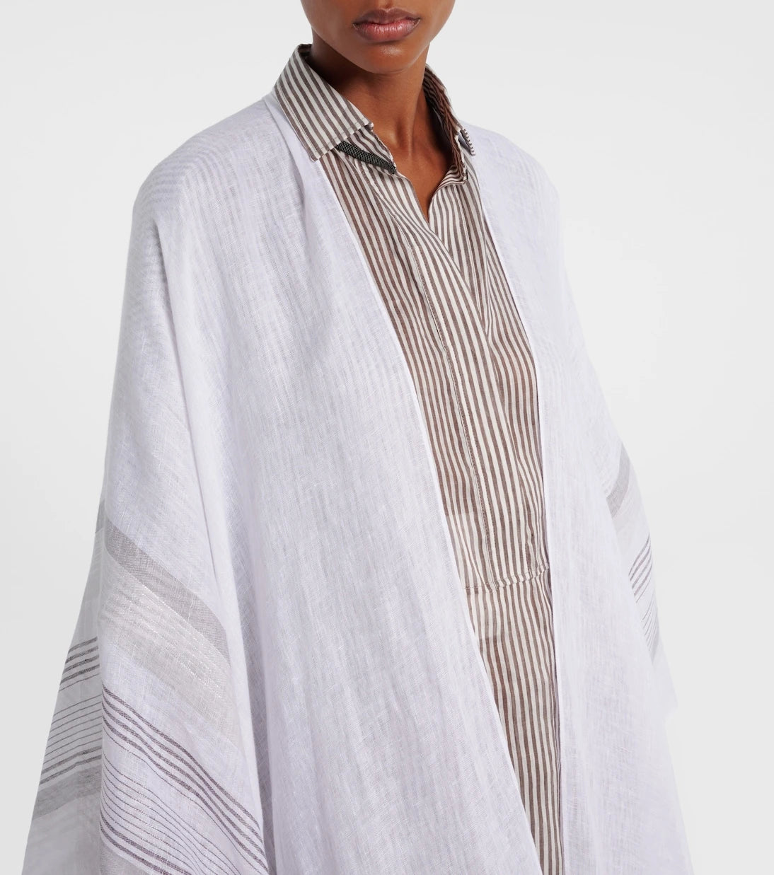 Brunello Cucinelli - Fringed linen poncho