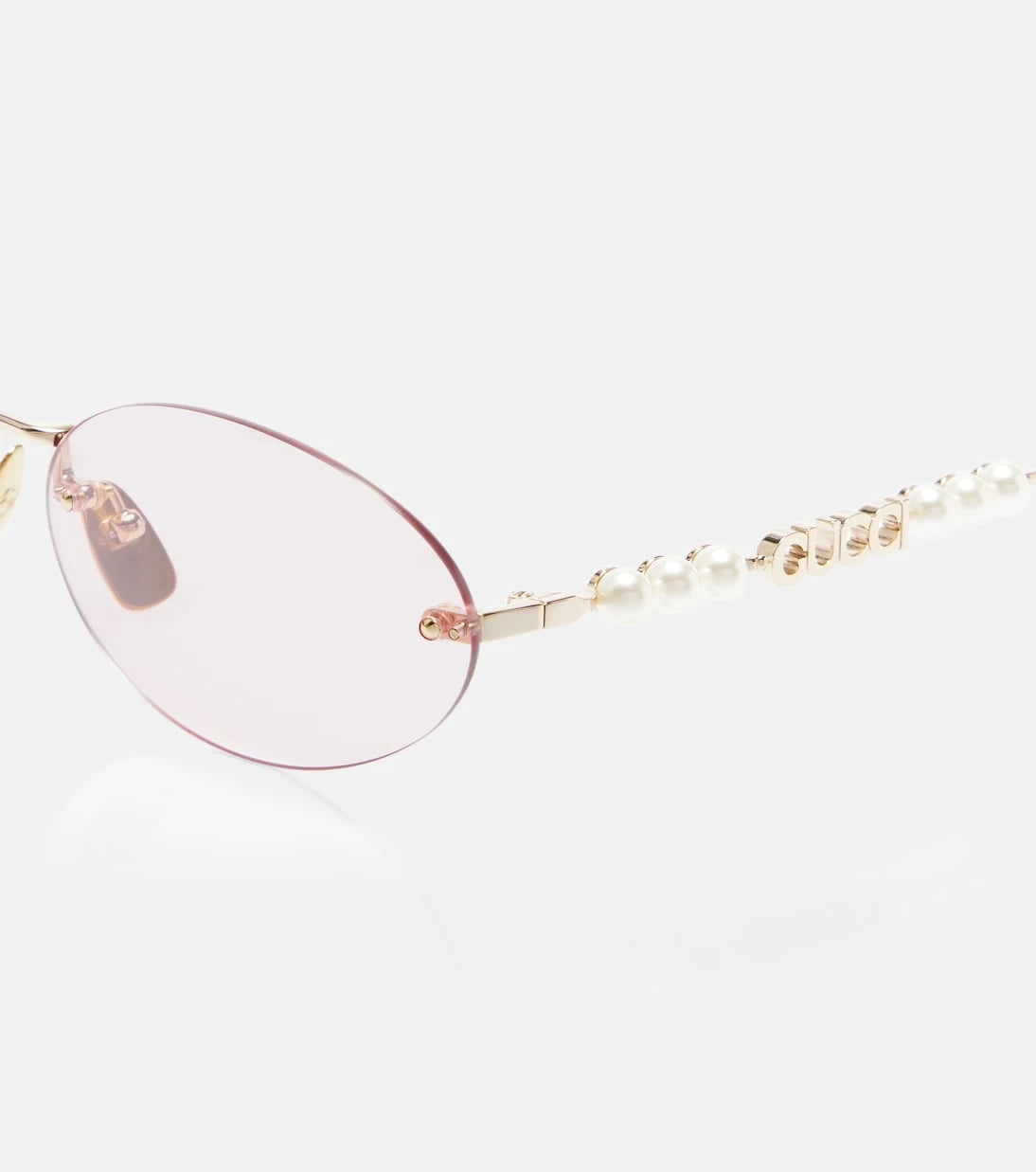 Gucci - Logolu, oval güneş gözlüğü
