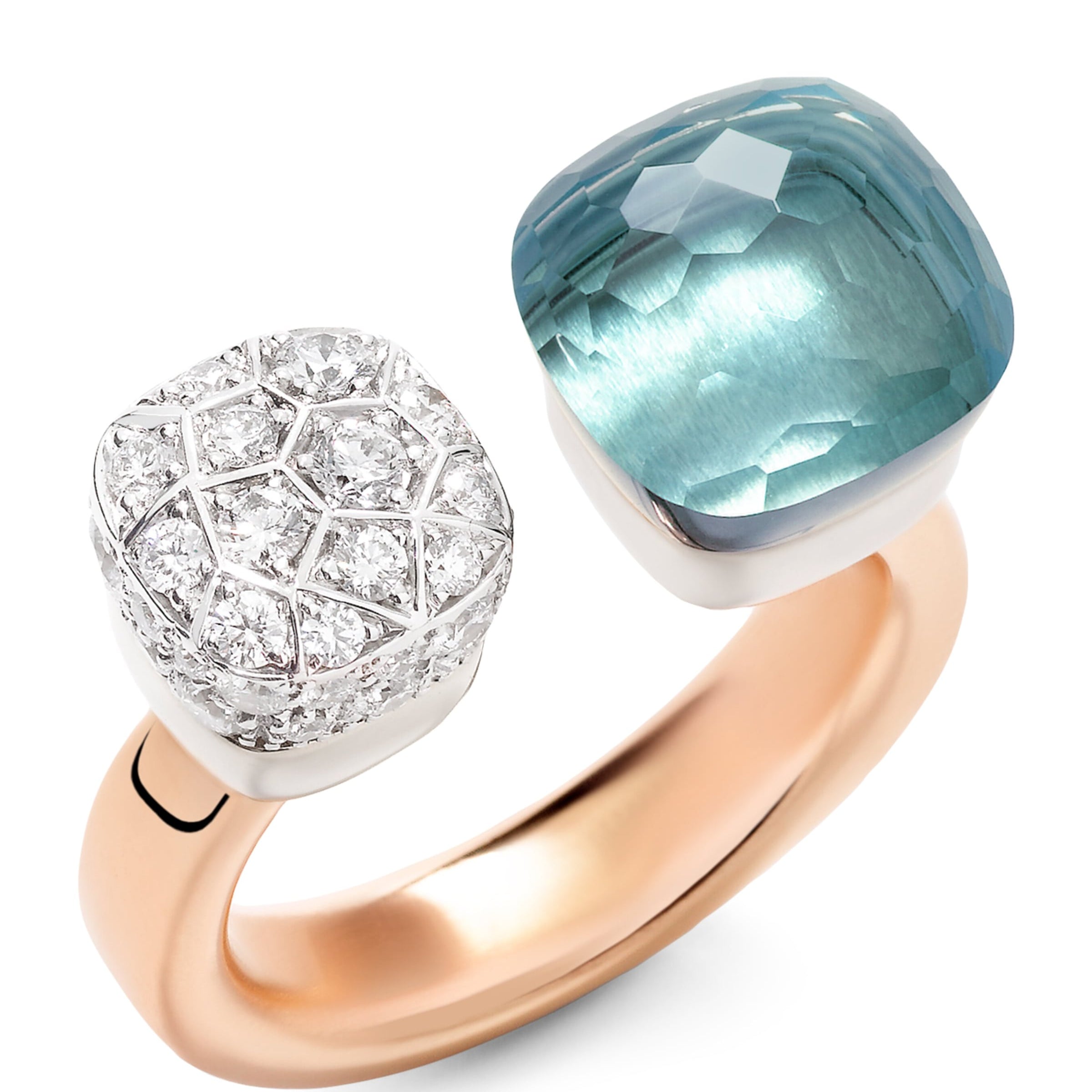 Mixed Gold Diamond and Topaz Nudo Ring