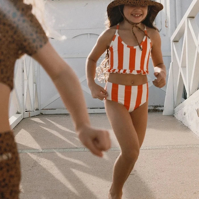 Детски бански от две части Tinycottons RED STRIPES SWIM SET