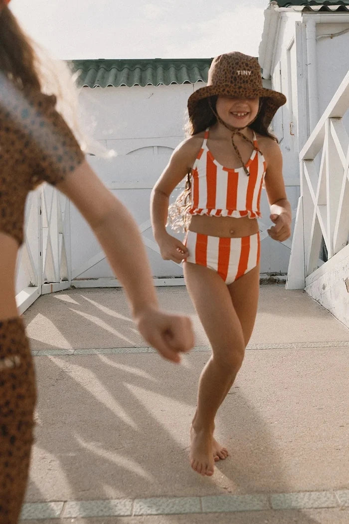 Детски бански от две части Tinycottons RED STRIPES SWIM SET