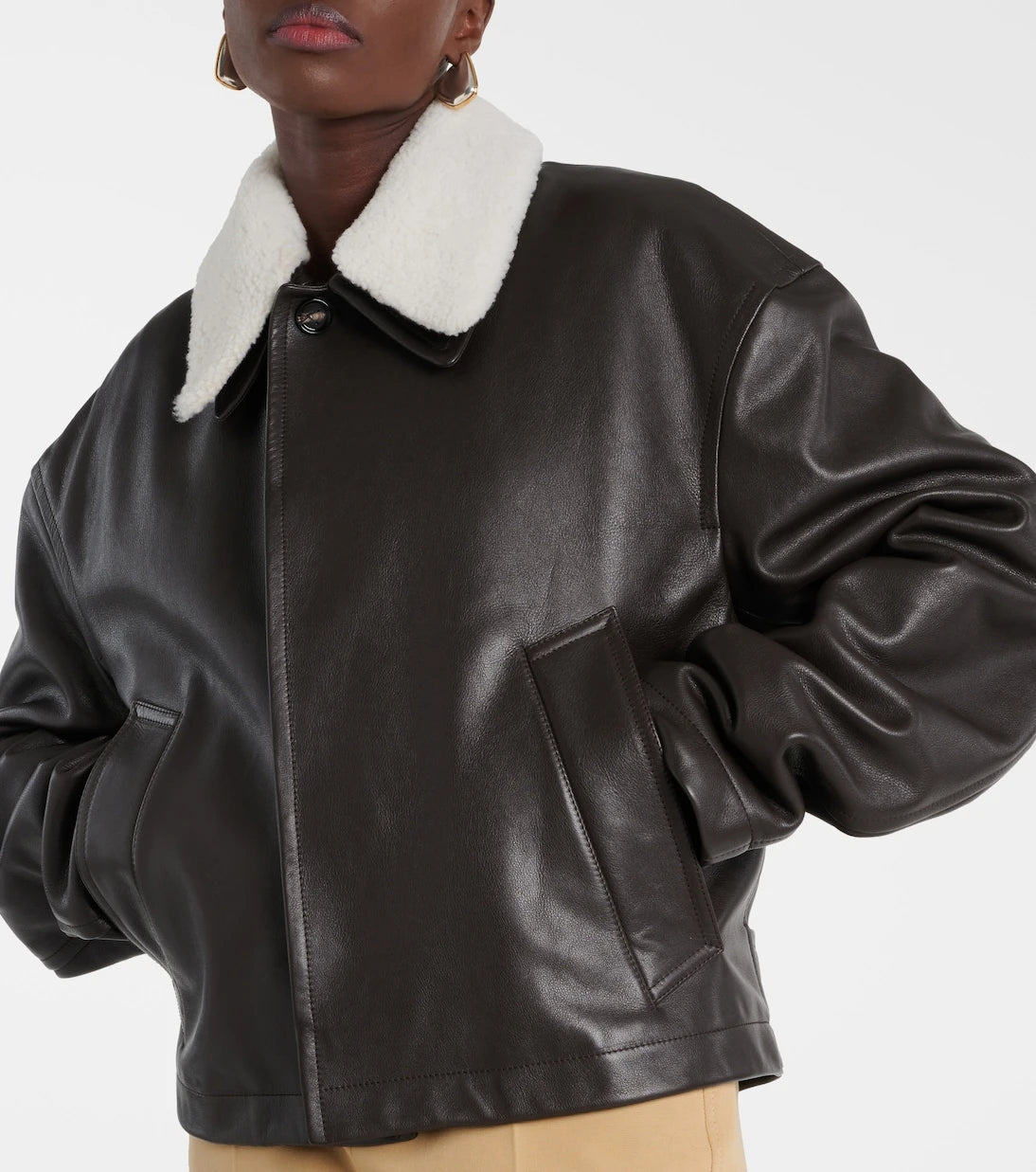Bottega Veneta - Shearling-trimmed leather jacket