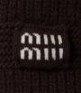 Brown Wool-Cashmere Logo Scarf