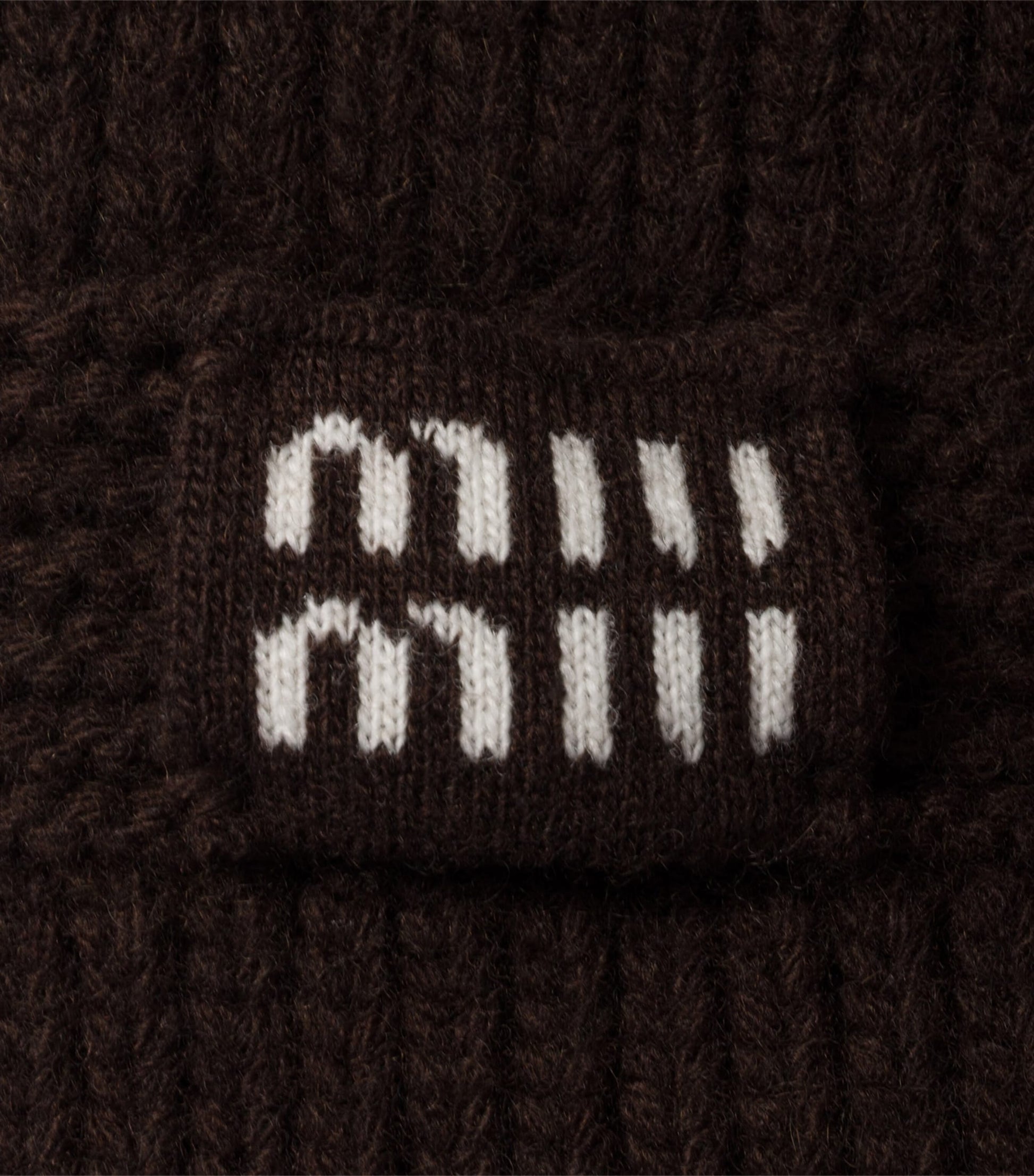 Brown Wool-Cashmere Logo Scarf