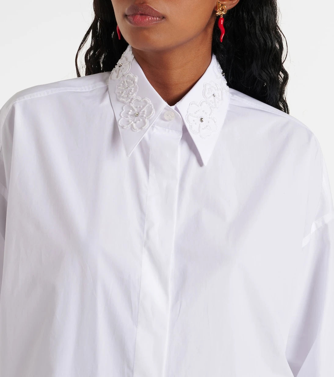 Dolce&Gabbana - Embroidered cotton poplin shirt