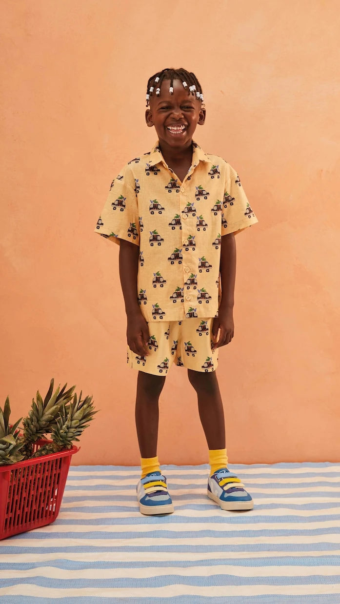 Fábula - Printed cotton shirt and shorts set