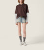 Miu Miu Brown Cotton Stripe-Sleeve Polo Shirt