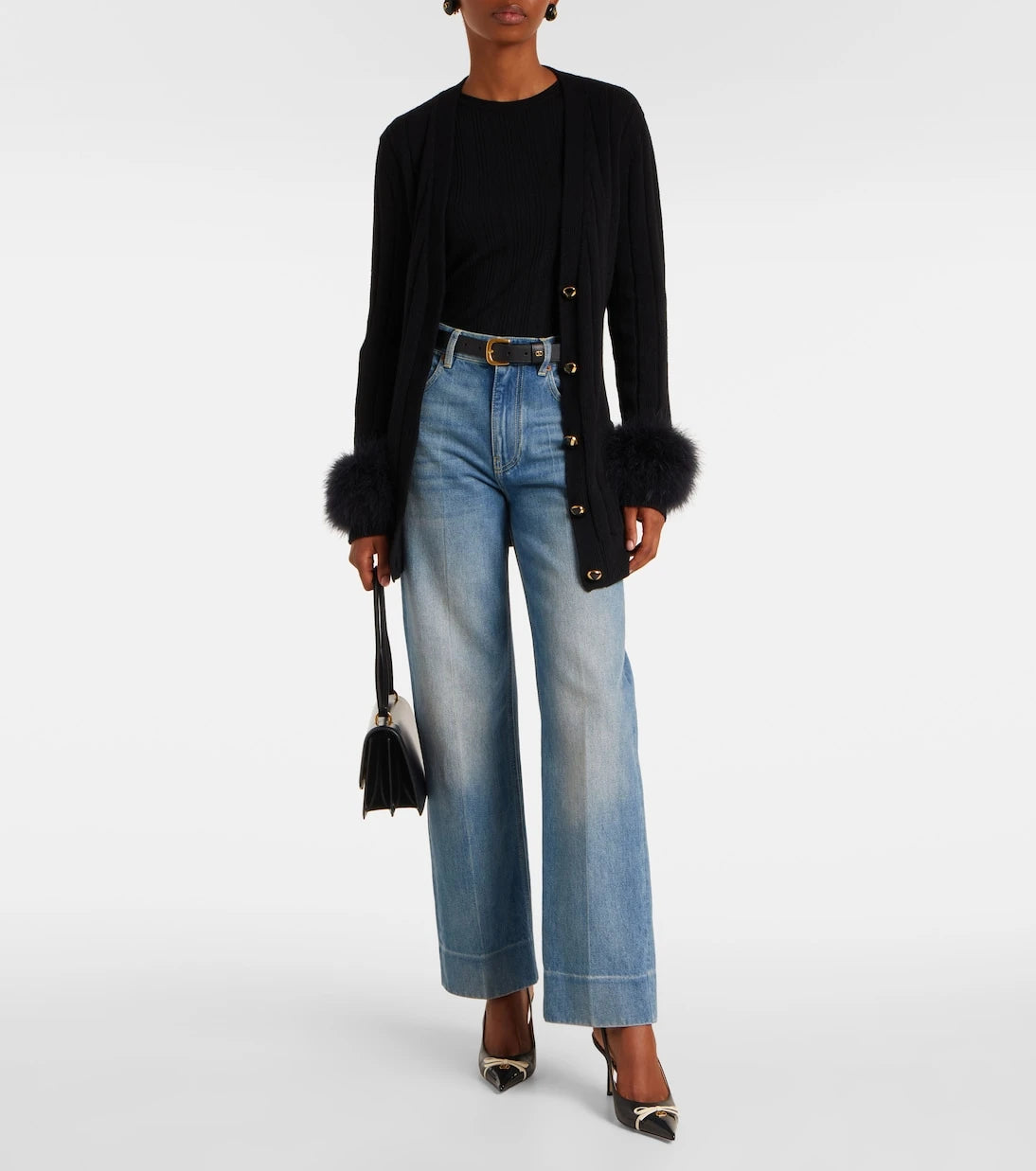 Valentino - Feather-trimmed virgin wool cardigan