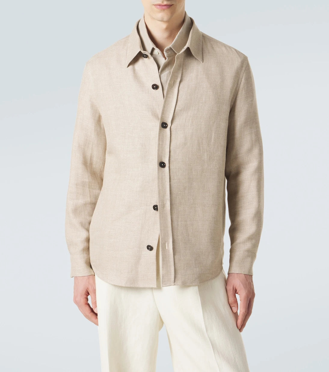 Zegna - قميص علوي من الكشمير والكتان والحرير
