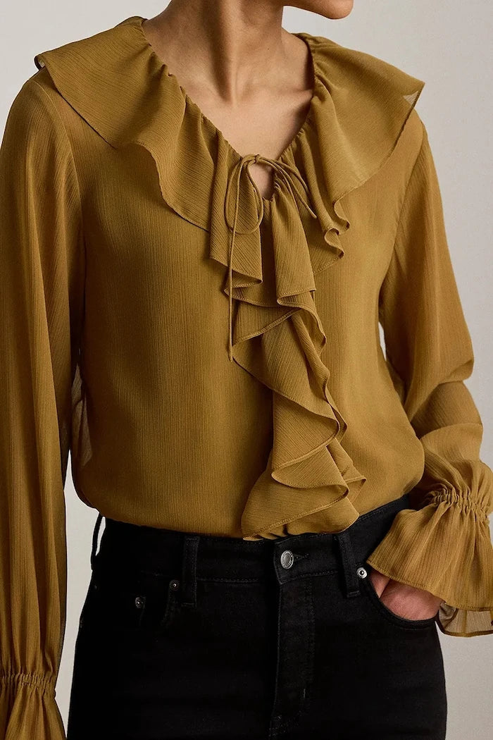 Lauren Ralph Lauren fırfırlı kadın bluzu
