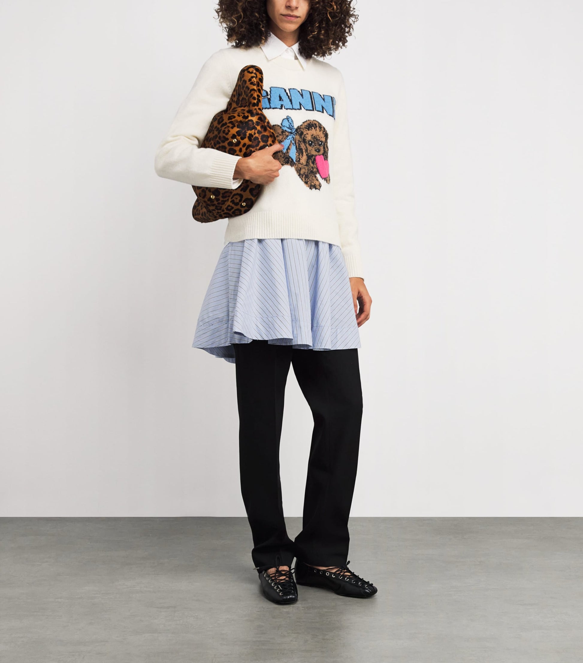 Blue Organic Cotton Stripe Mini Skirt