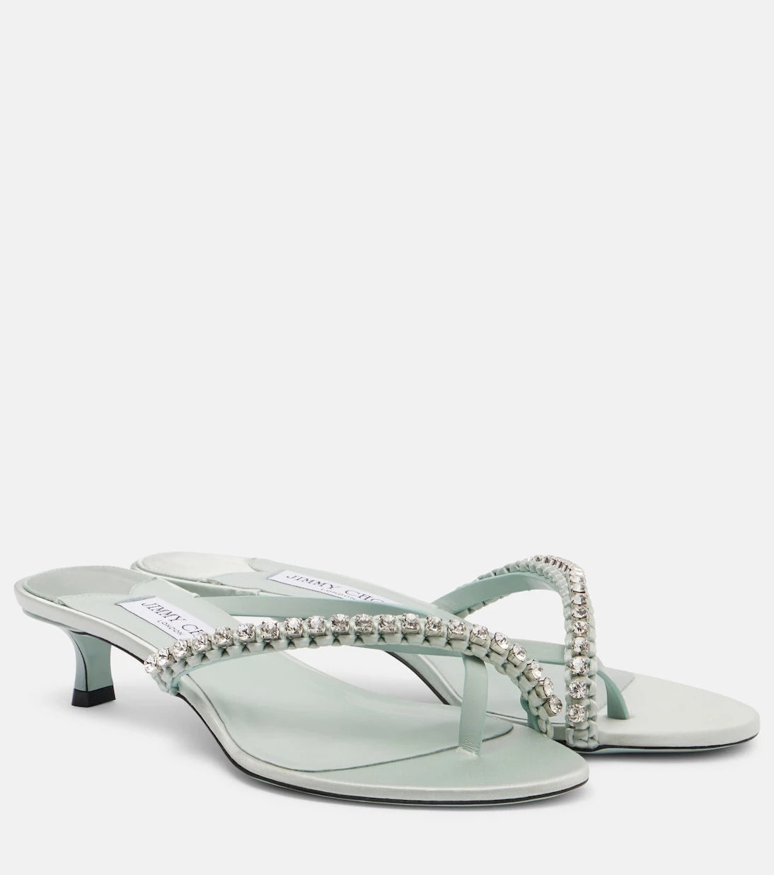 Jimmy Choo - Dila 35 leather and satin thong sandals