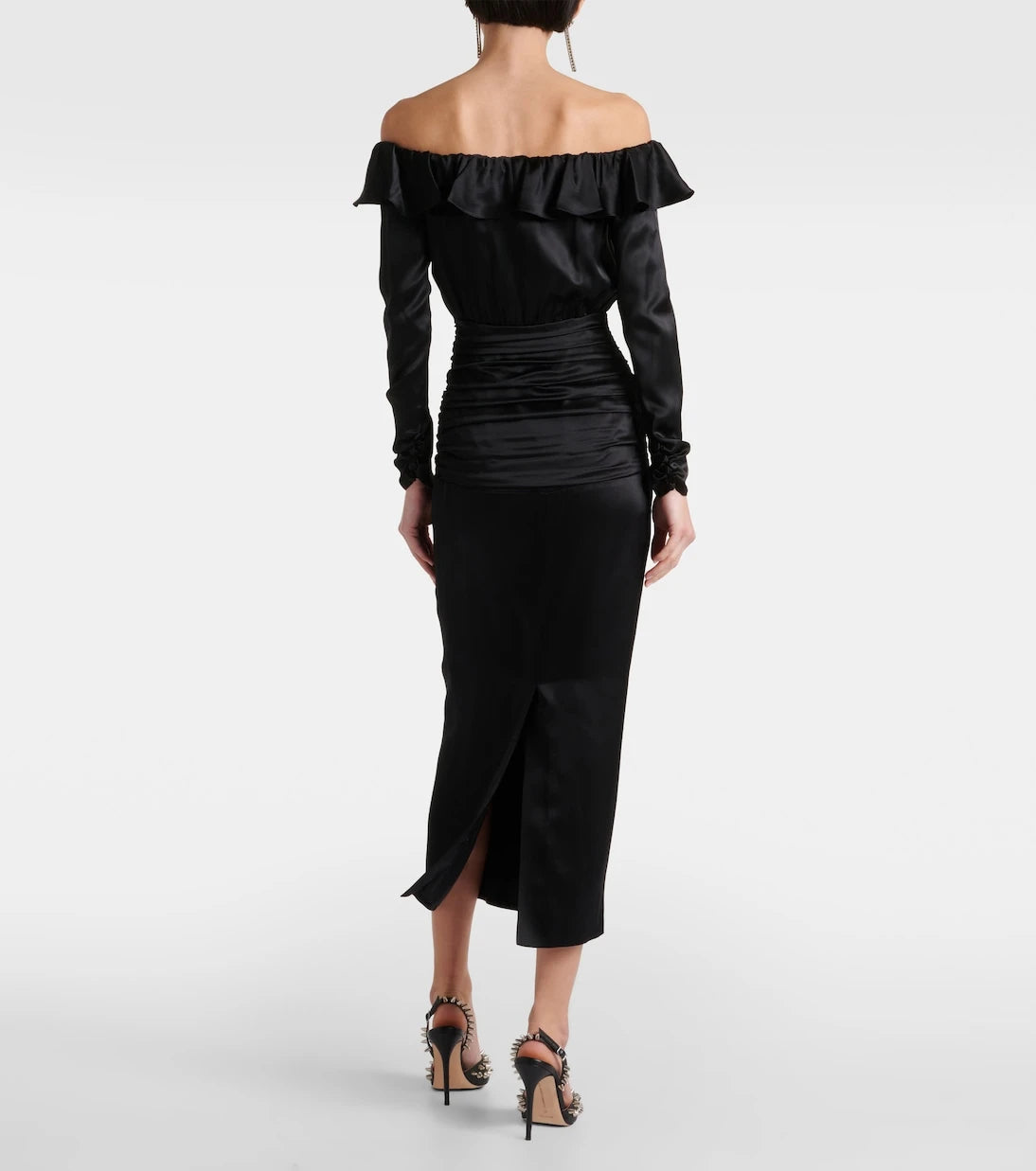 Alessandra Rich - Off-shoulder silk midi dress