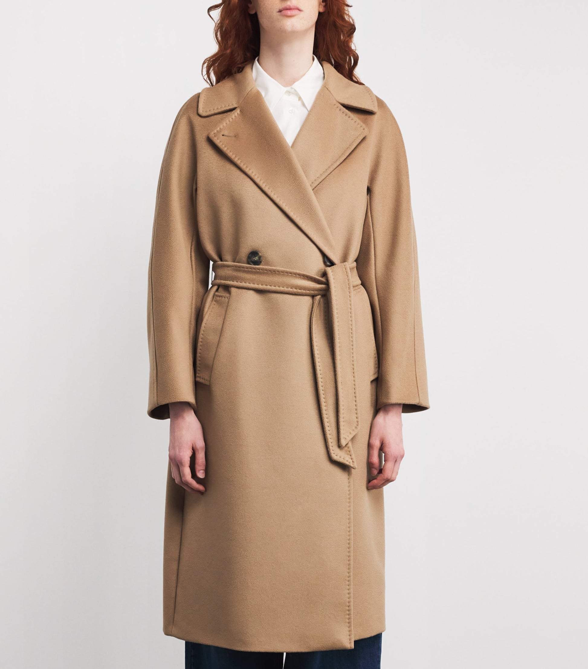 Weekend Max Mara Beige Virgin Wool Double-Breasted Coat