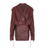 Balmain Brown Leather Hooded Mini Dress