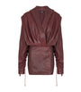 Balmain Brown Leather Hooded Mini Dress