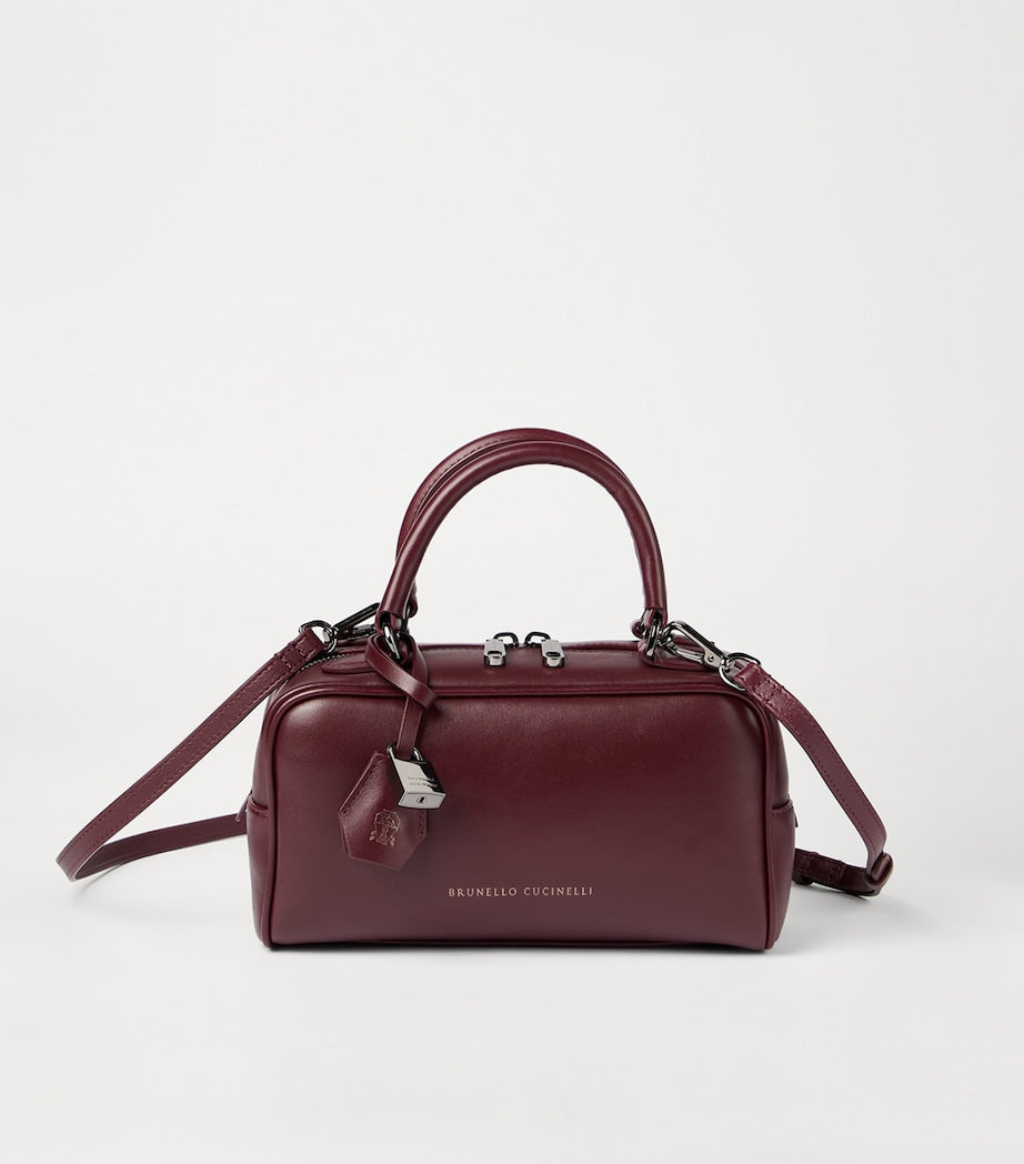 Brunello Cucinelli Small Leather Explorer Boston Top-Handle Bag