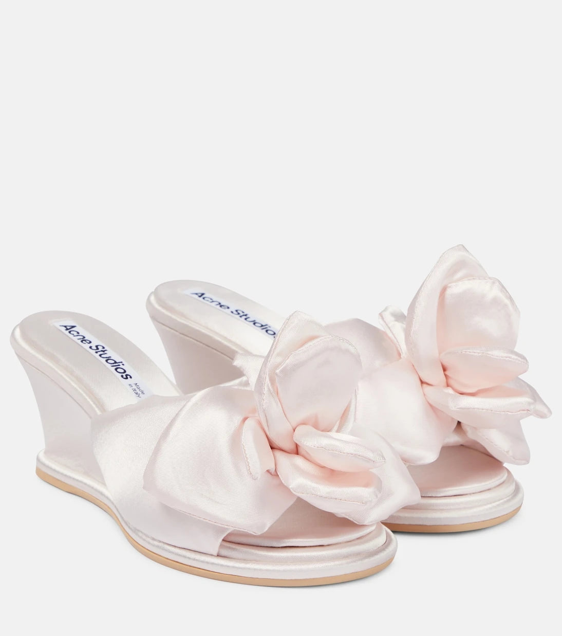 Acne Studios - Floral appliqué satin wedge sandals