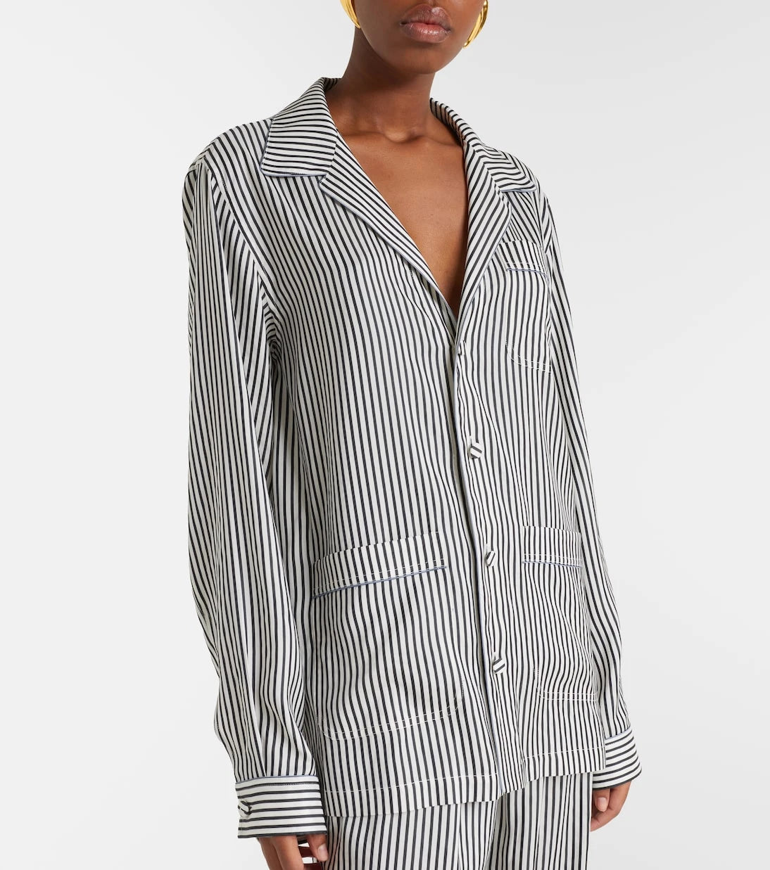 Tom Ford - Çizgili oversize ipek gömlek