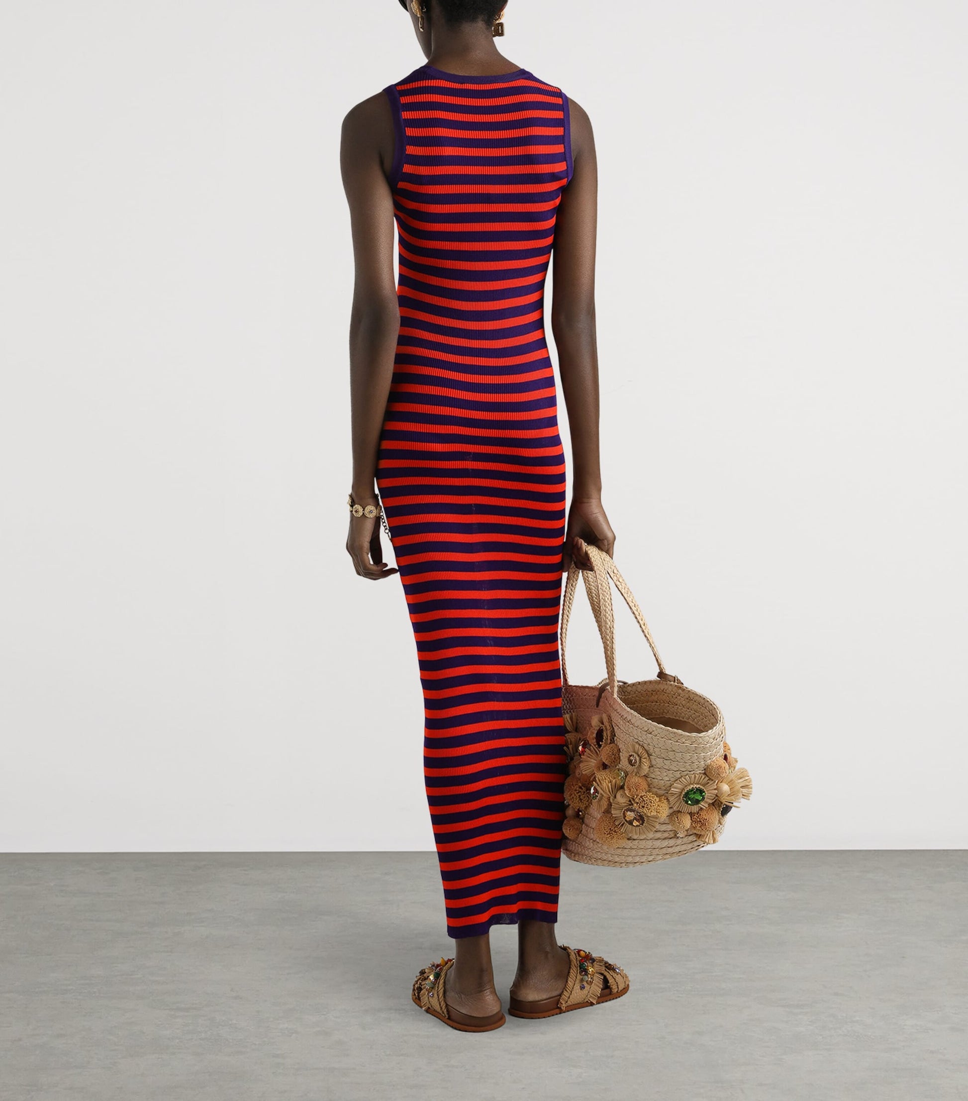 Multi Rib-Knit Stripe Maxi Dress