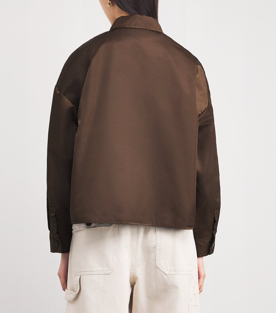 Brown Pocket-Detail Bomber Jacket