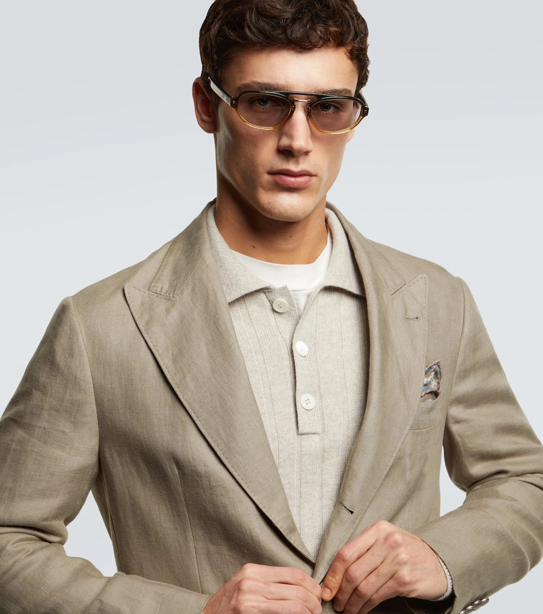 Brunello Cucinelli - نظارة شمسية آفياتور Intarsia Rays