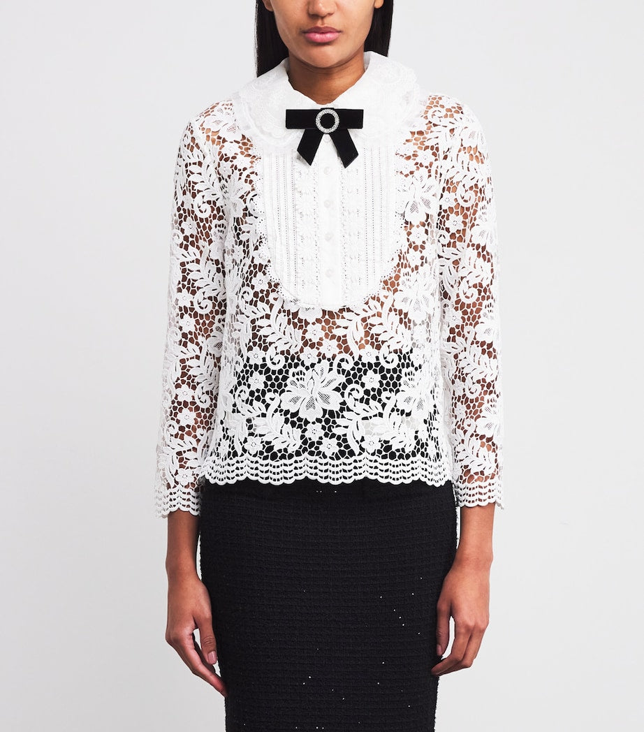 Self-Portrait White Lace Bow-Detail Blouse