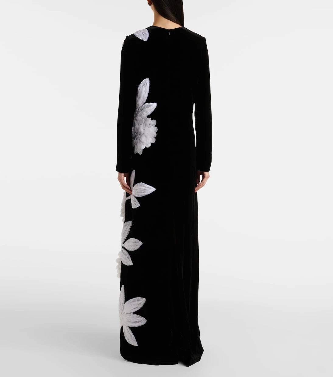 Costarellos - Floral appliqué crêpe gown