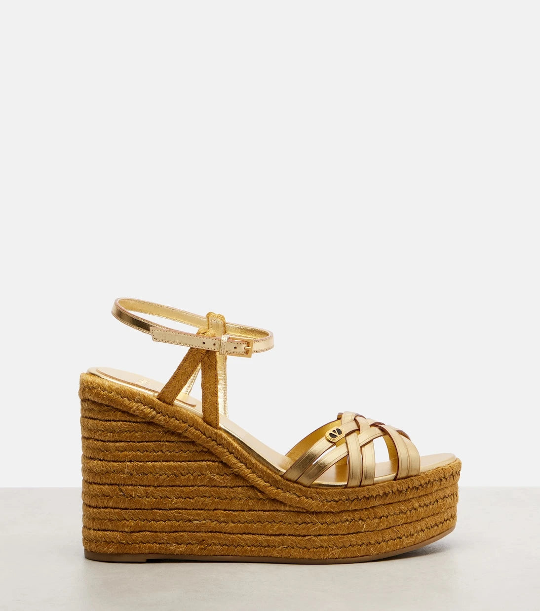 Valentino Garavani - VLogo leather espadrille wedges