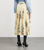 Yellow Floral Pleated Maxi Skirt