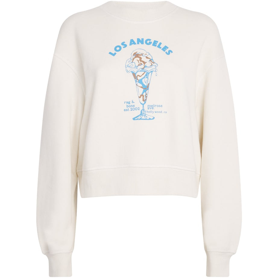 Rag & Bone White Cotton-Blend Printed Sweatshirt